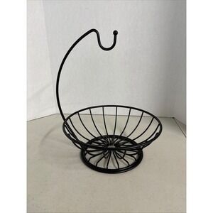 Black Metal Wire Fruit Bowl with Detachable Banana Hanger Tree Stand 12 Inch